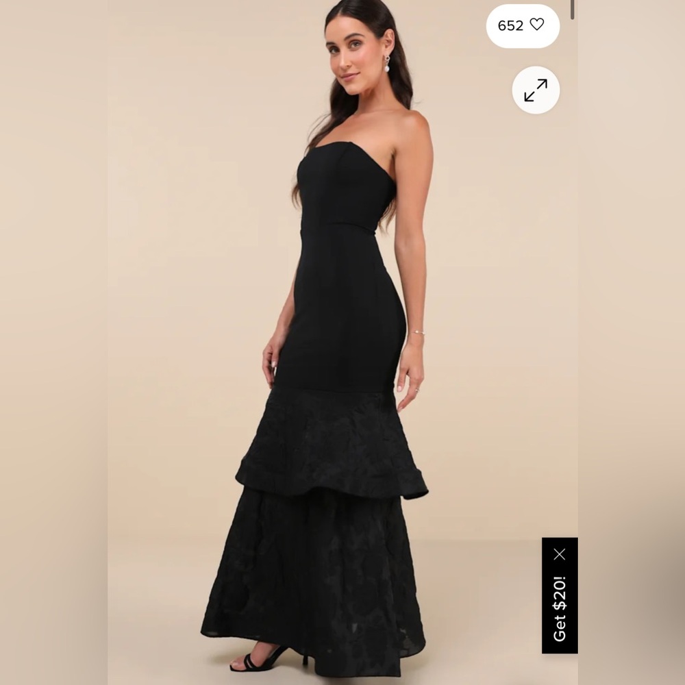 Lulu's Black Strapless Long Formal Dress